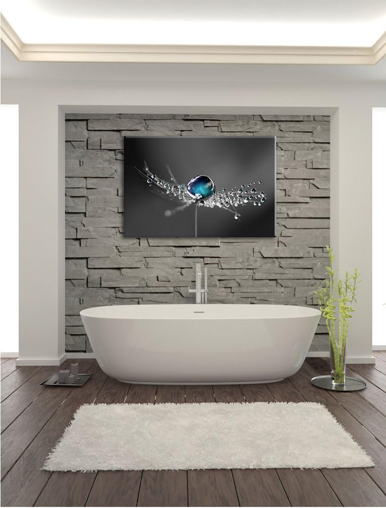 Pixxprint Wassertropfen auf Einer Pusteblume als Leinwandbild/Grösse: 100x70 cm/Wandbild/Kunstdruck/