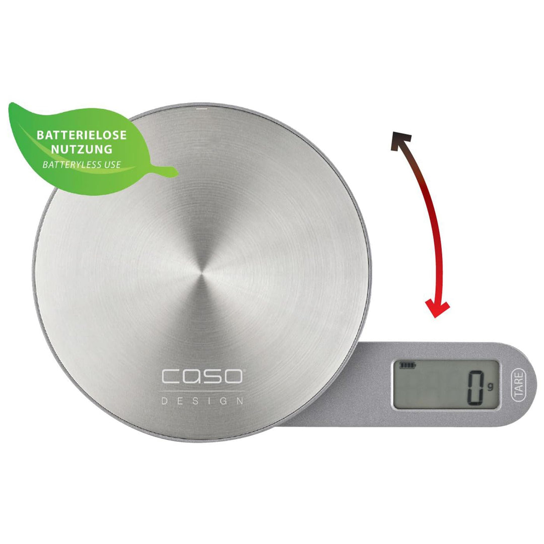CASO Kitchen EcoMate - Design Küchenwaage, batterielose Nutzung durch kinetische Energie, Testsieger