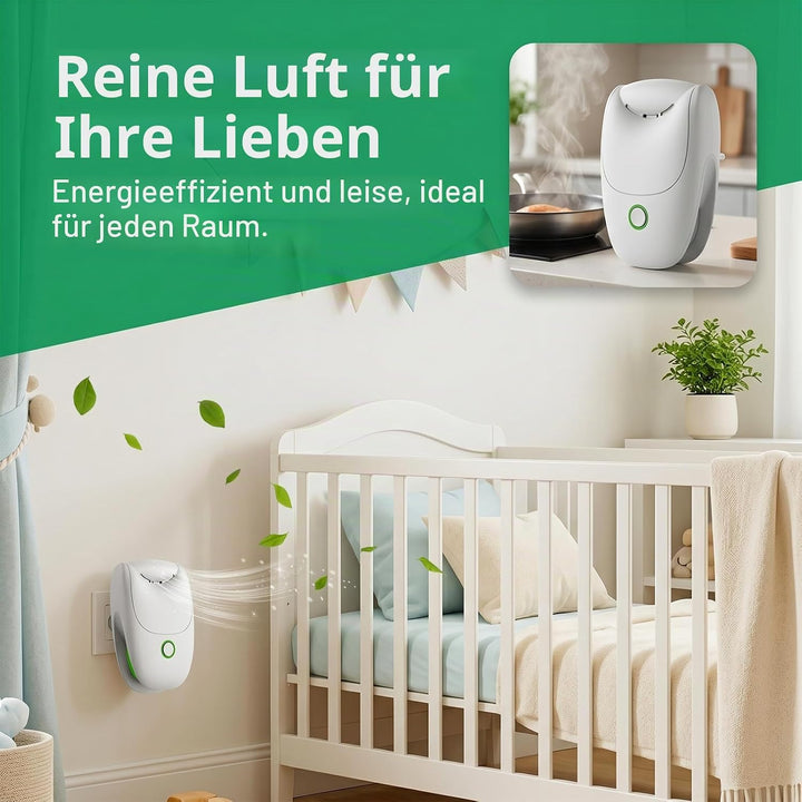 Mini Luftreiniger Steckdose 2 Stück, FainFun Ionisator Luftreiniger mit 2 Modi, Leiser Ionen Luftrei