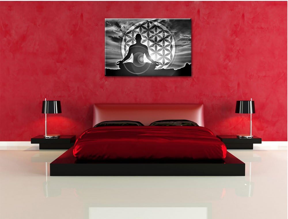 Pixxprint Mensch Blume des Lebens als Leinwandbild/Grösse: 100x70 cm/Wandbild/Kunstdruck/fertig besp