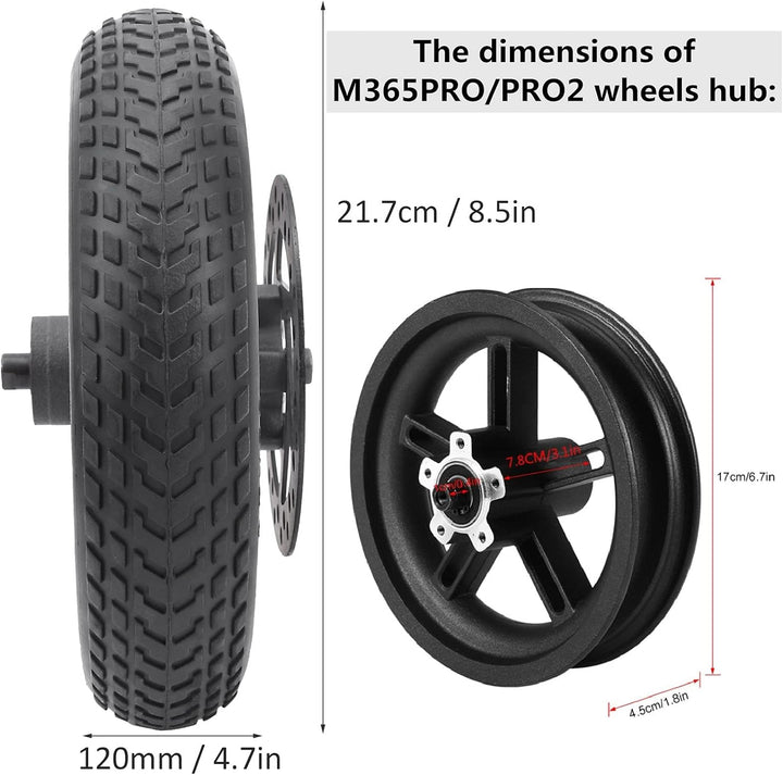 Alomejor 8,5-Zoll-Elektroroller-Hinterrad-Ersatzreifen mit 120-mm-Scheibenbremssatz für M365 Pro