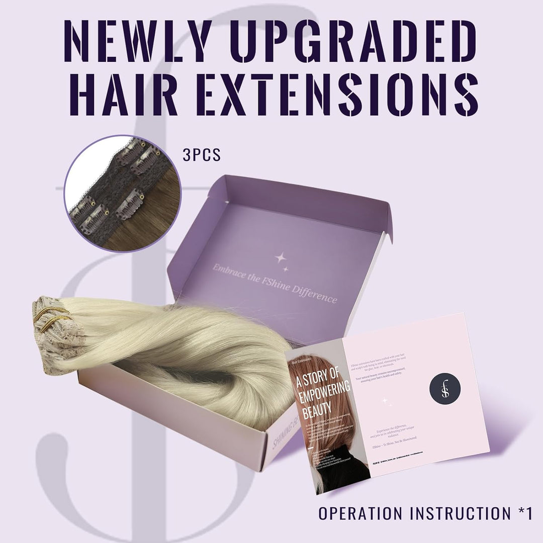 Fshine Invisible Clip in Extensions Echthaar Blond Hair Extensions Clip in Echthaar Weissblond 30cm