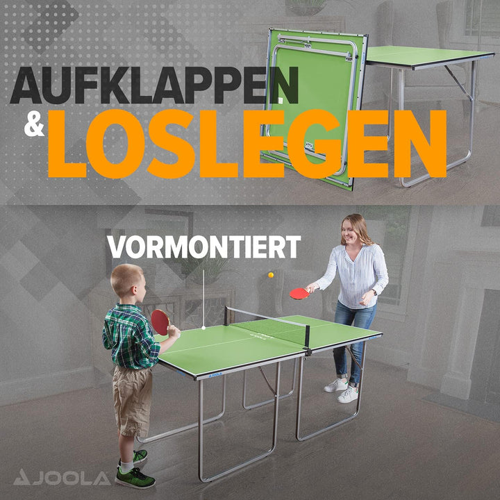 Joola Unisex – Erwachsene Midsize Tischtennisplatte 19115, grün, 168x84x76 Bundle mit Tisch Tennis-S