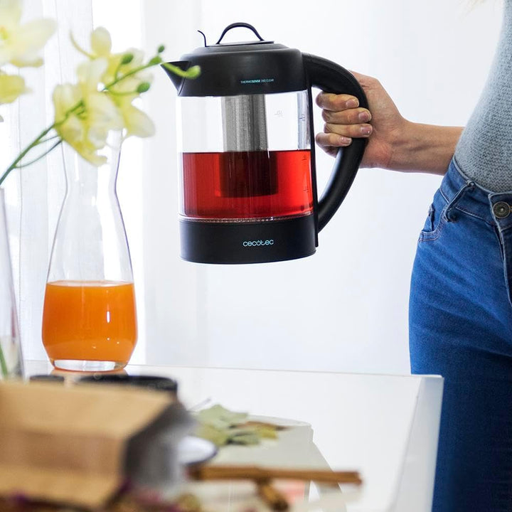 Cecotec Elektrischer Wasserkocher ThermoSense - 1,7 Liter, Borosilikatglas, Frei von BPA, Basis 360