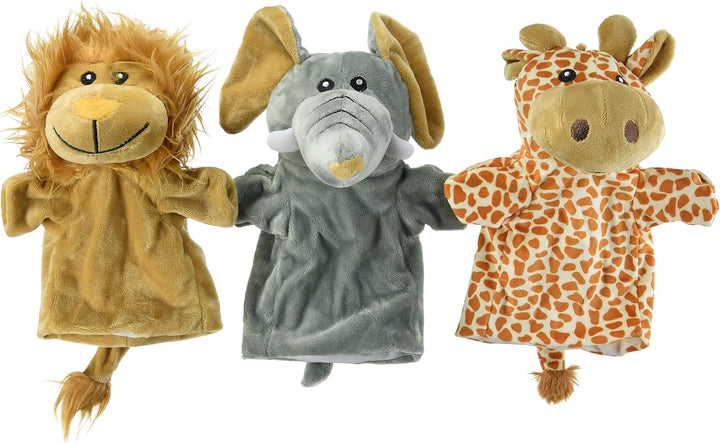 goki Handpuppen Wilde Tiere 3er Set aus Plüsch