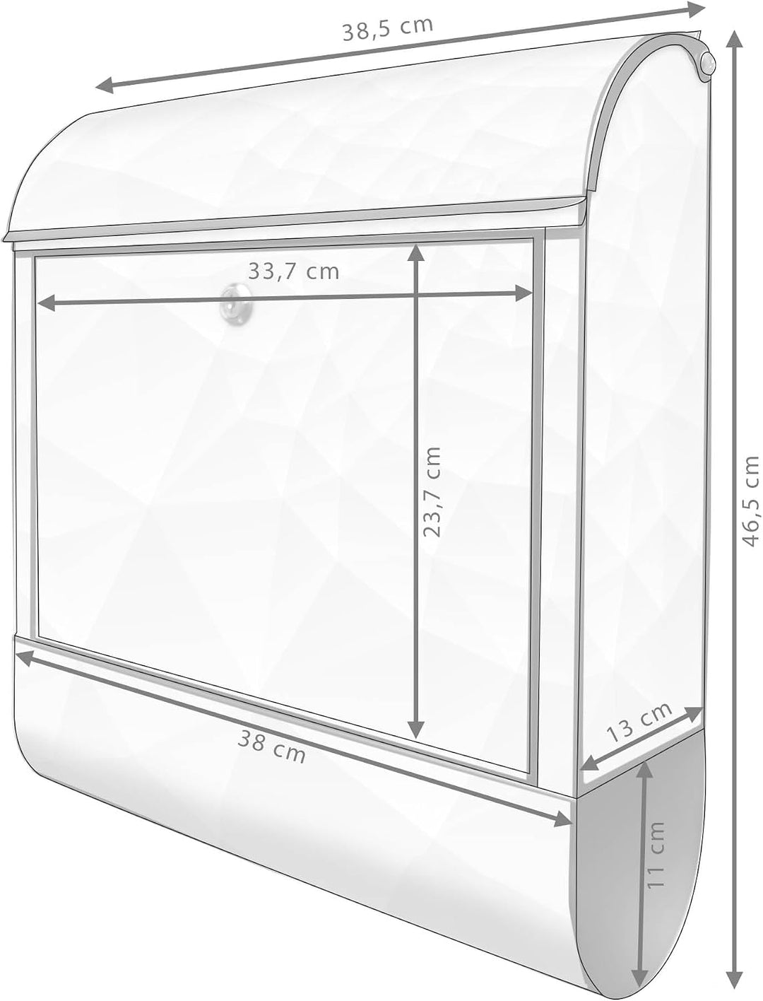 banjado Design Briefkasten 38,5x46,5x13cm & 2 Schlüssel - Briefkasten Stahl Schwarz mit Zeitungsfach