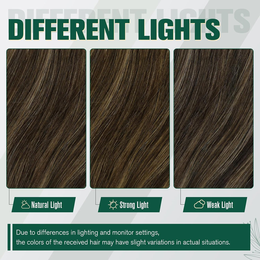 RUNATURE Extensions Echthaar Tressen Zum Einnähen Braun 35cm Haarverlängerung Glatt Weft Echte Haare