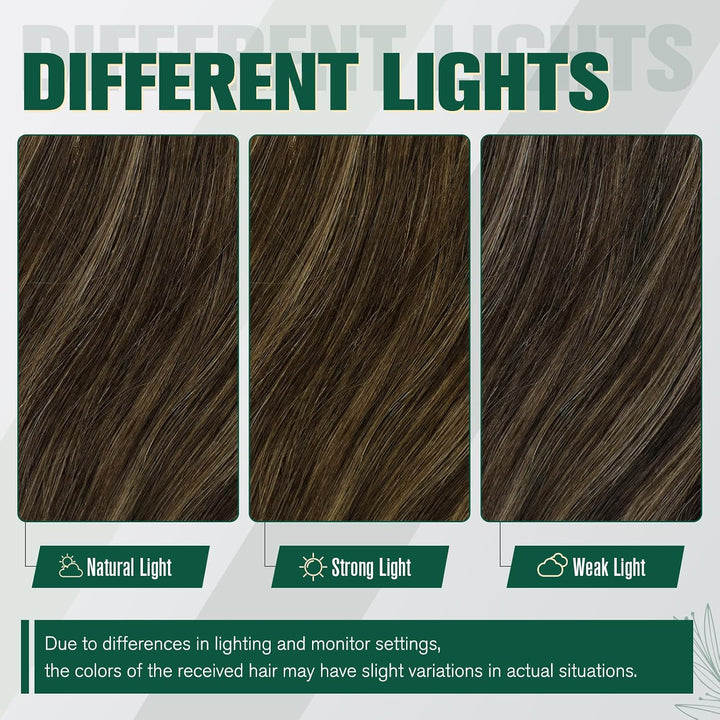 RUNATURE Extensions Echthaar Tressen Zum Einnähen Braun 35cm Haarverlängerung Glatt Weft Echte Haare