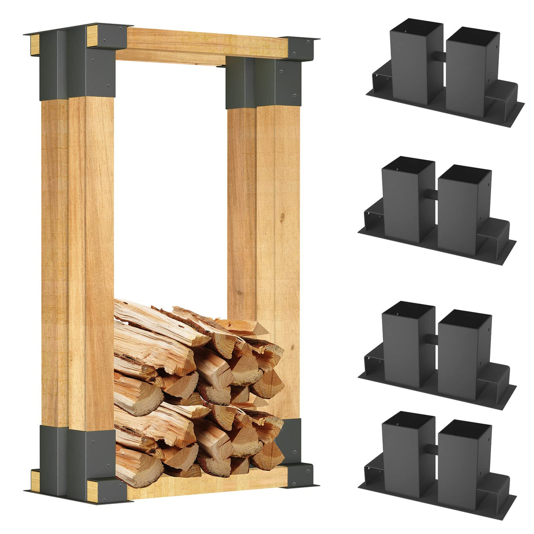 YRHome Holzstapelhilfe Feuerverzinkt stabile Holz Stapelhilfe Stapelhilfe Holzstapelhalter Brennholz