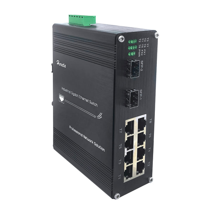Industrieller Ethernet Switch 8 TP-Ports 10/100/1000Base-TX und 2 SFP optische Ports 1000Base-FX geh