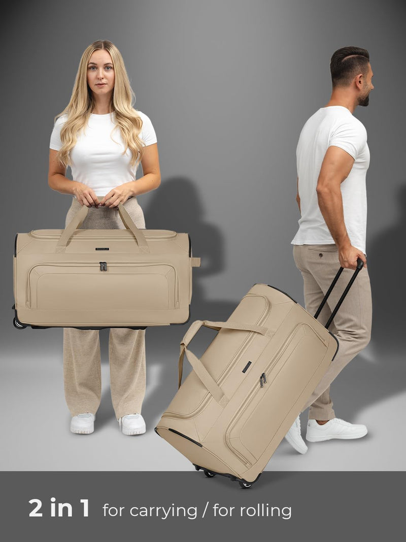 REDOLZ grosse L Trolley-Reisetasche mit Rollen 71 cm | 81 Liter | für Männer & Frauen (Duffle Essent