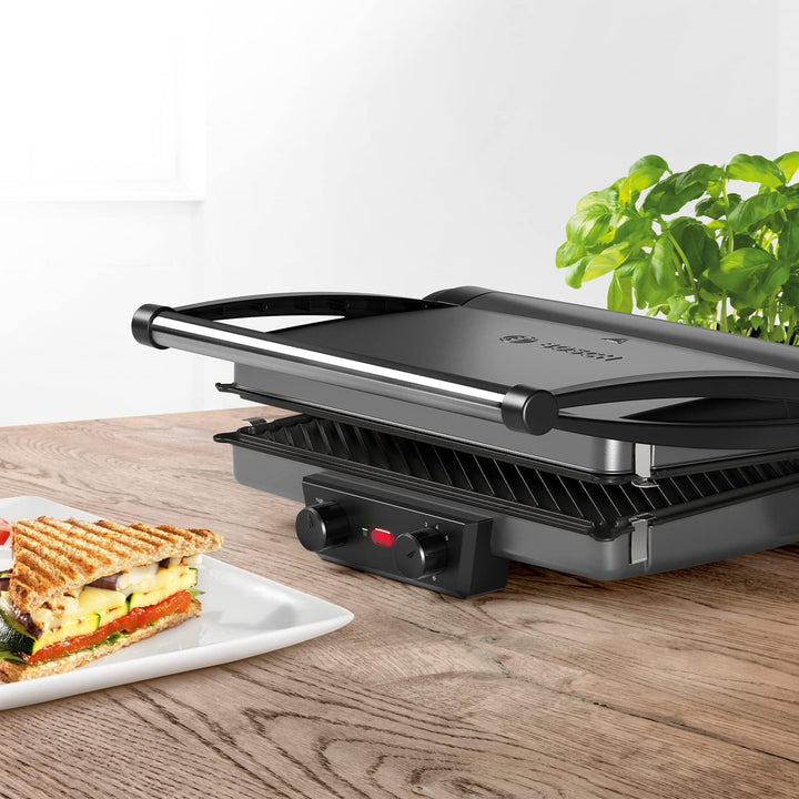 Bosch Tischgrill TCG4215, 3-in1-Kontaktgrill, Individuelle Temperaturregelung, Fettablaufrinne, Aufl