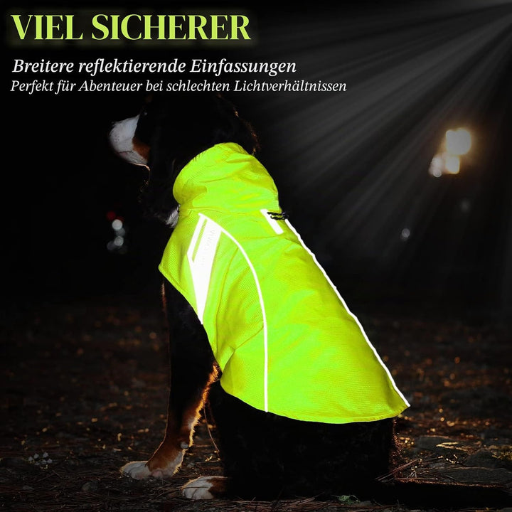 VIVAGLORY Hunderegenmantel für grosse Hunde, leicht an- und ausziehbare Regenbekleidung, reflektiere