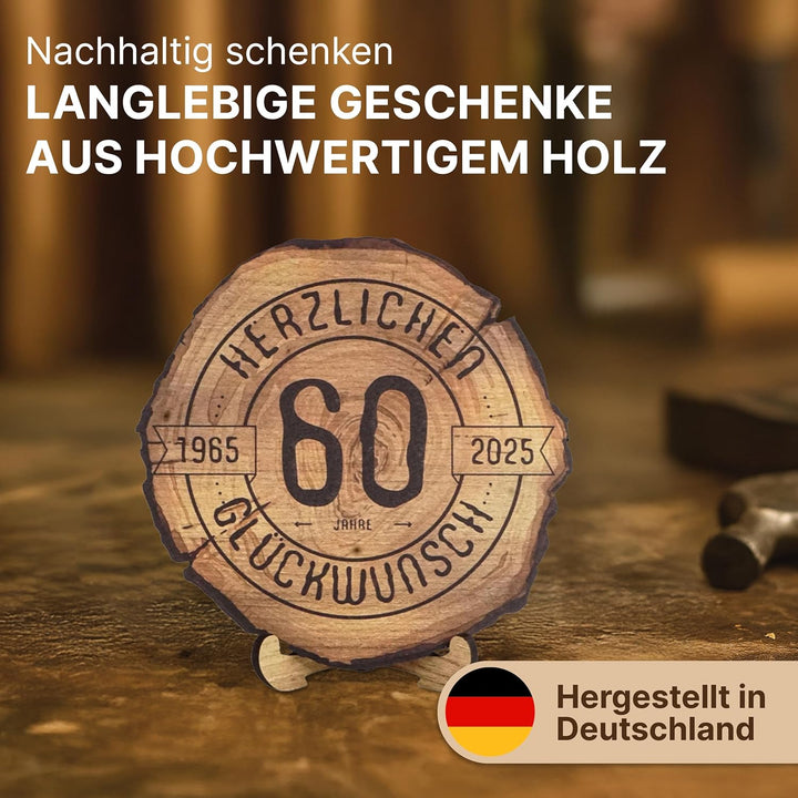 DARO Design – Baumscheibe mit Gravur für 85. Geburtstag – Geburtstags Geschenk aus Holz – Hochwertig