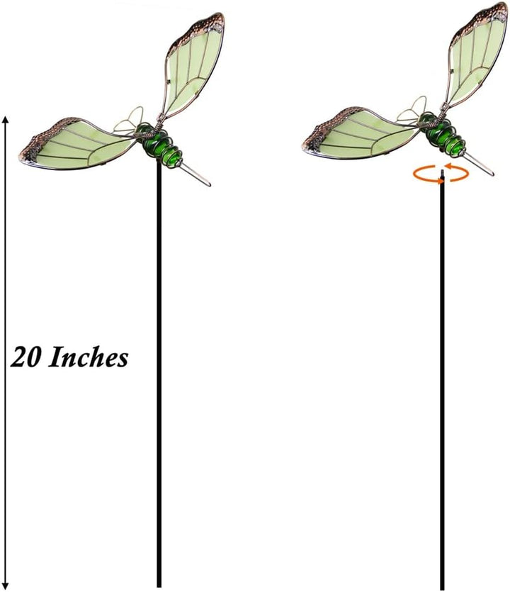 Juegoal 50,8 cm Schmetterlings-Gartenpfähle Dekor, Libellenpfähle, Kolibri, leuchtet im Dunkeln, Met