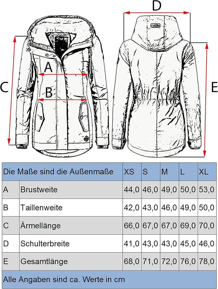 Ragwear Damen warme Winterjacke kurz mit Kapuze Monade XS-6XL S Dark Grey24, S Dark Grey24