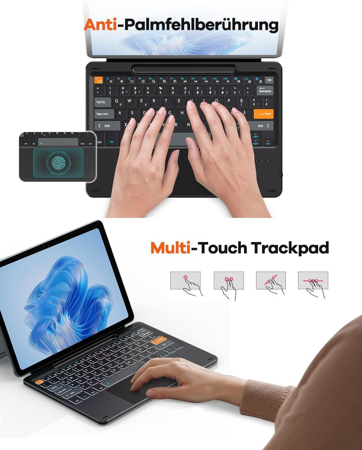 Doohoeek Bluetooth Tastatur für Surface Pro 12 2025, Kabellose Beleuchtete Tastatur, Ultraslim Keybo