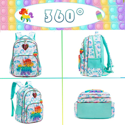 HTgroce Schulranzen Mädchen Set 3 Teilig Pop Push It Schultasche Mädchen 1. klasse einhorn rucksack