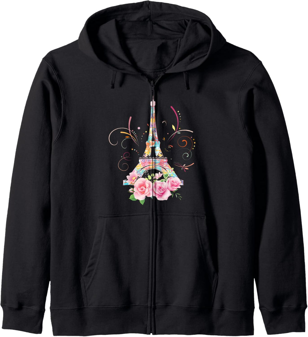 Farbenfroher Eiffelturm Paris in Frankreich Pariser Rose Kapuzenjacke