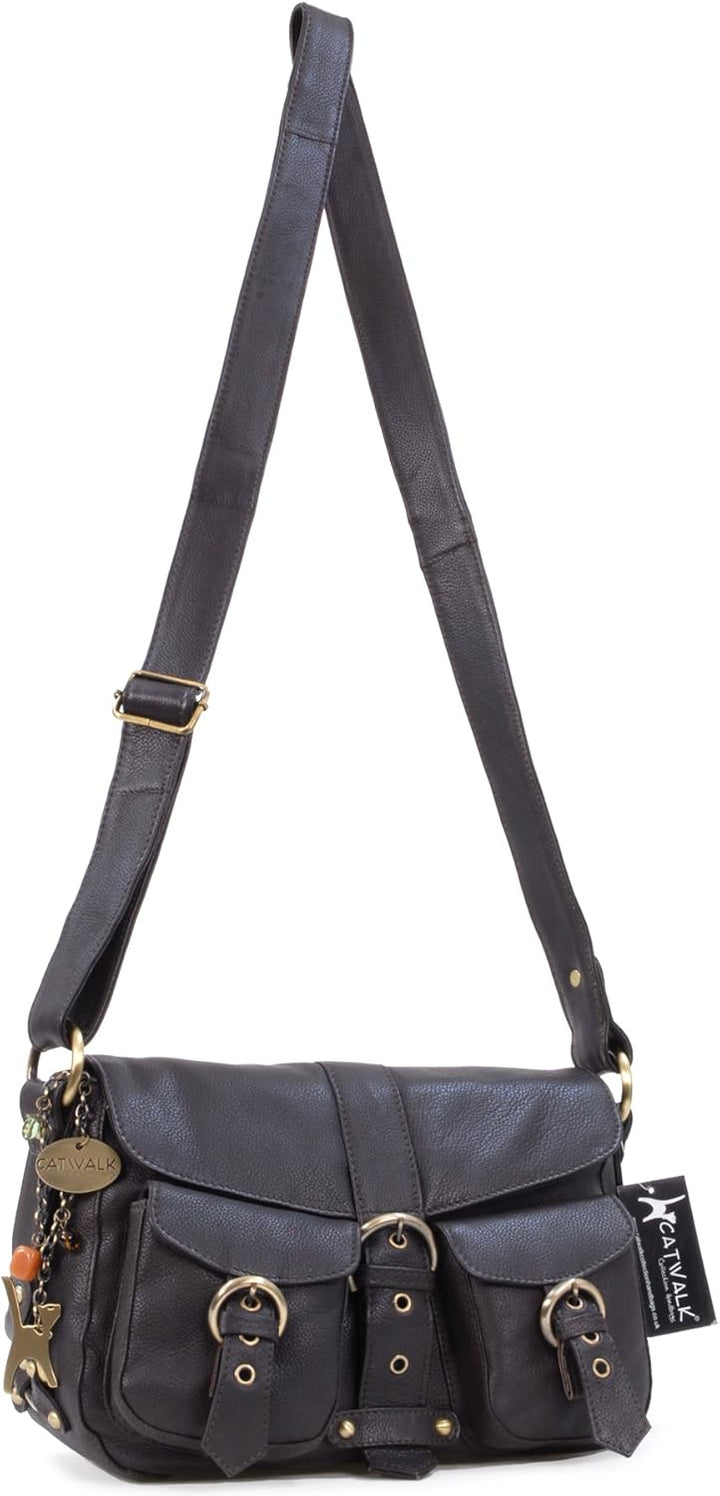 Catwalk Collection Handbags - Damen Leder Umhängetasche - Crossbody Bag/Handtasche Mittelgross - Ver