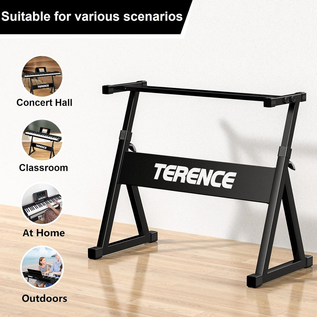 TERENCE Piano Keyboard Ständer Z-Stil Klavierständer Verstellbar 7-stufig einstellbar Höhe 57-80cm H