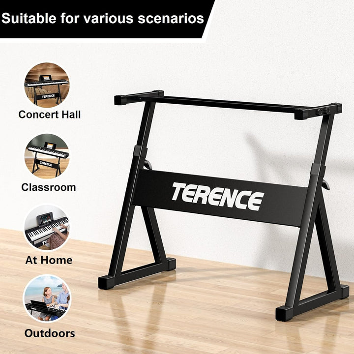 TERENCE Piano Keyboard Ständer Z-Stil Klavierständer Verstellbar 7-stufig einstellbar Höhe 57-80cm H