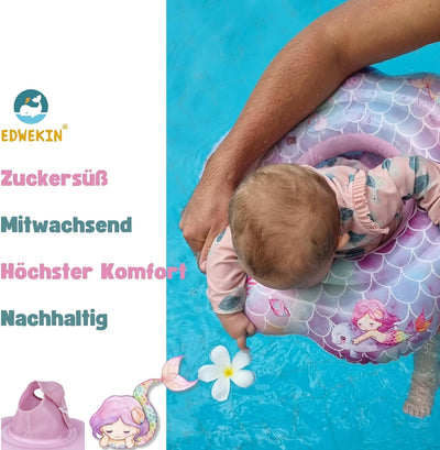 EDWEKIN® Baby Schwimmring, Schwimmhilfe Meerjungfrau, Schwimmsitz Kleinkinder, Baby Float, ab 6 Mona