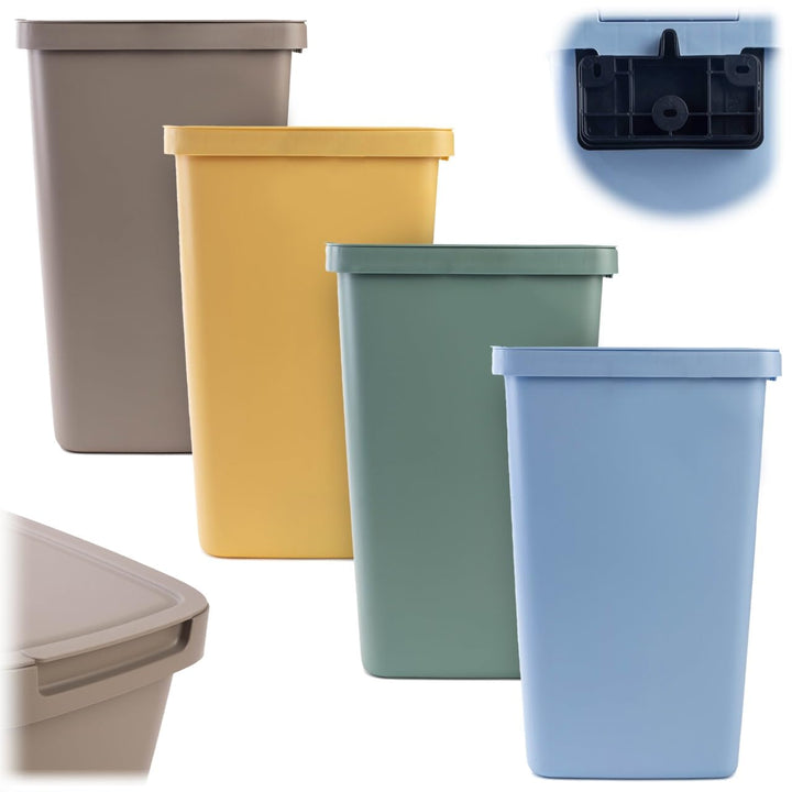 KADAX Abfallbehälter 20L, 4er Set, Abfalleimer aus Plastik mit Deckel und Griff, Mülleimer für Müllt