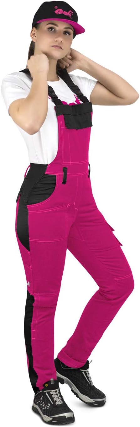 strongAnt Latzhose Damen Stretch Arbeitshose für Frauen mit Kniepolstertaschen Baumwolle Cargo Hose