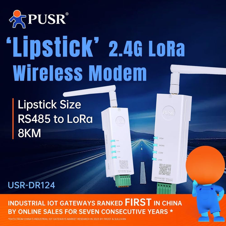 DIN-Schiene 27dBm 8KM 2.4G Lora Wireless Modem Modbus Transparente Übertragung RS485 zu LoRa at Comm