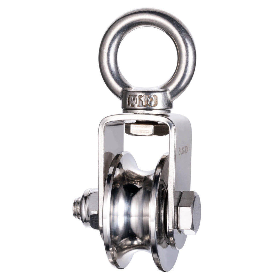 Umlenkrolle Edelstahl für Stahlseil, Seilrolle mit 2 Kugellager für 10mm seile, Tragkraft 500kg Outd