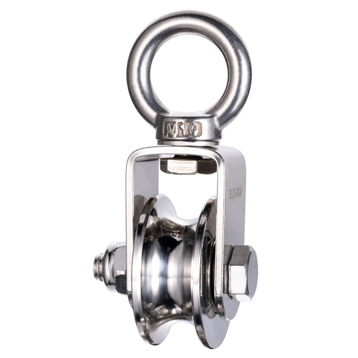 Umlenkrolle Edelstahl für Stahlseil, Seilrolle mit 2 Kugellager für 10mm seile, Tragkraft 500kg Outd