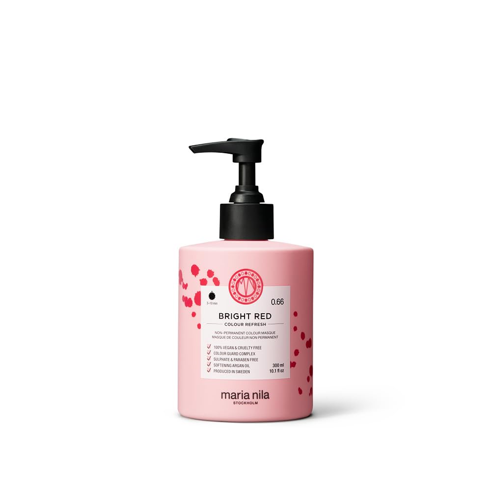 Maria Nila Colour Refresh, Bright Red 300 ml, Rote Haarmaske, Semi-permanente Pigmente, 100% vegan &