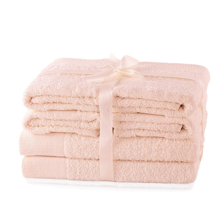 AmeliaHome Handtuch Set Hellrosa 4 Handtücher 50x100 cm und 2 Duschtücher 70x140 cm 100% Baumwolle Q