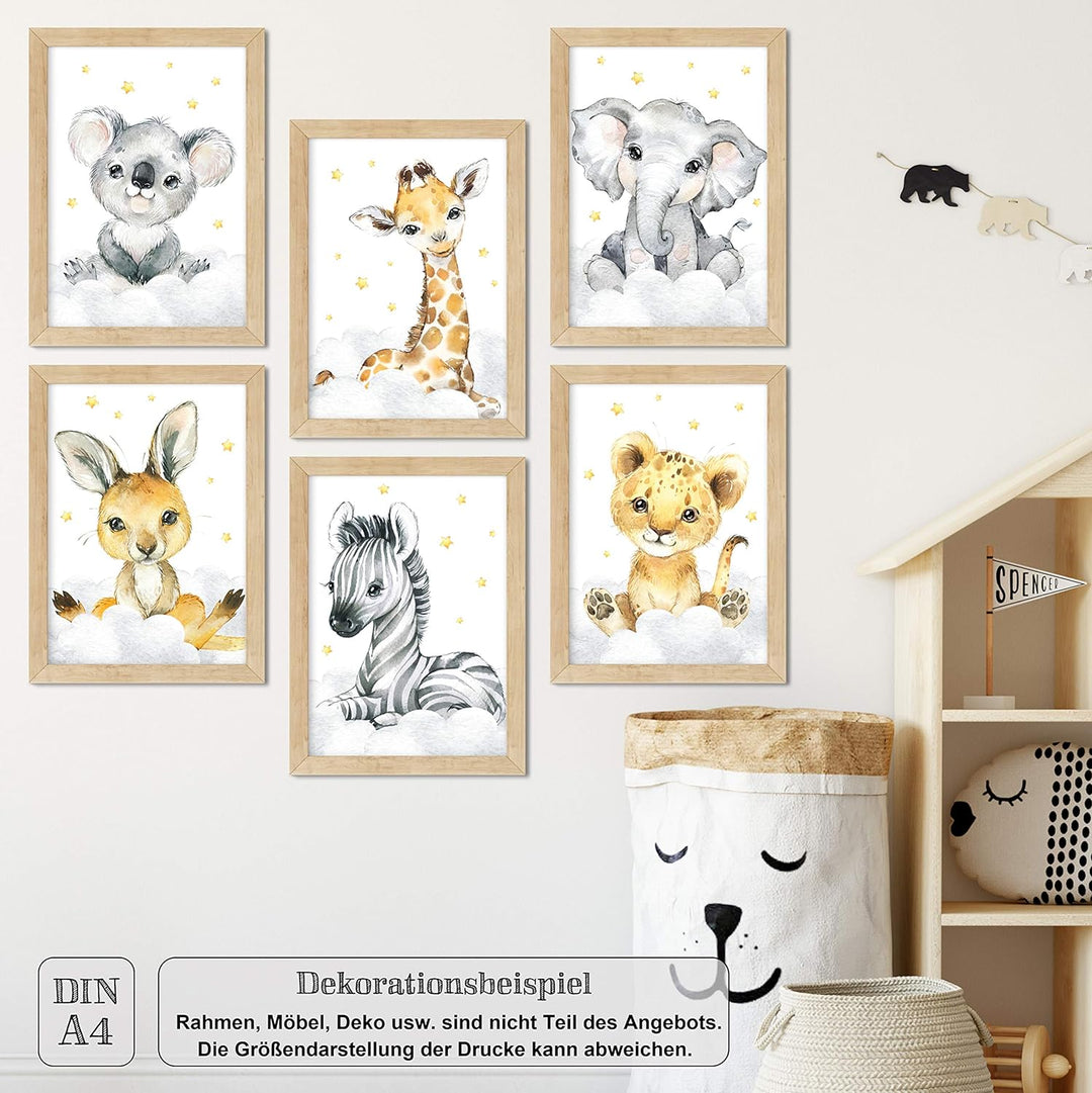 LALELU-Prints Bilder Kinderzimmer Poster Babyzimmer Deko Mädchen Jungen Kinderbilder Set Kinderzimme