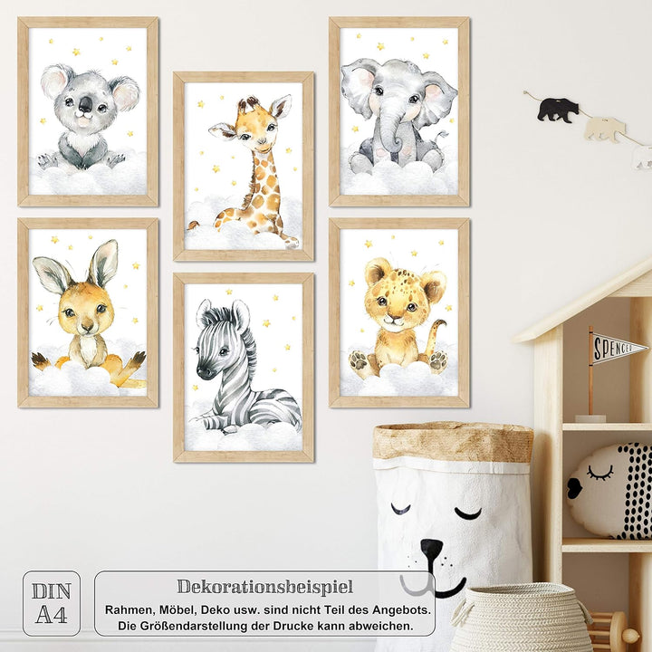 LALELU-Prints Bilder Kinderzimmer Poster Babyzimmer Deko Mädchen Jungen Kinderbilder Set Kinderzimme
