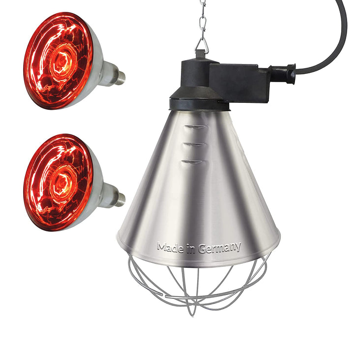 Eider Infrarot-Wärmelampe/Wärmestrahlgerät 150 Watt - Set mit zwei Birnen - für Küken, Ferkel, Welpe
