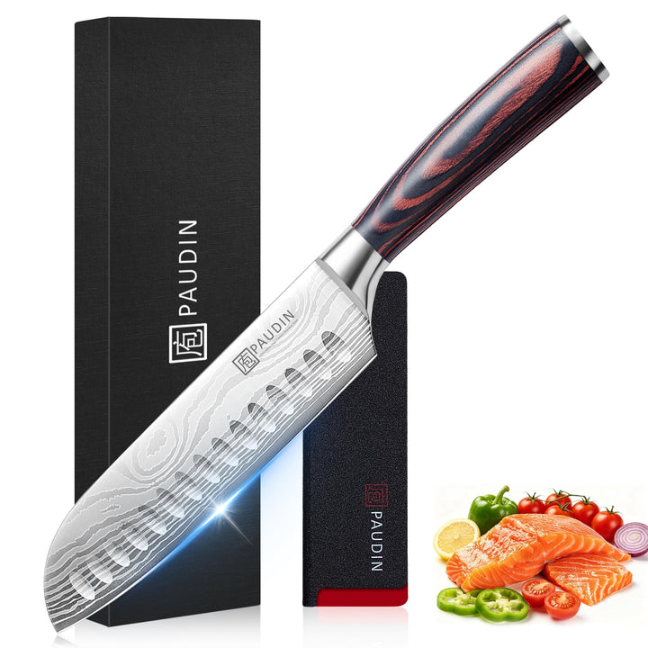 PAUDIN Santokumesser, Klingenlänge17cm Kochmesser aus deutschem Messerstahl, Sushi Messer Küchenmess