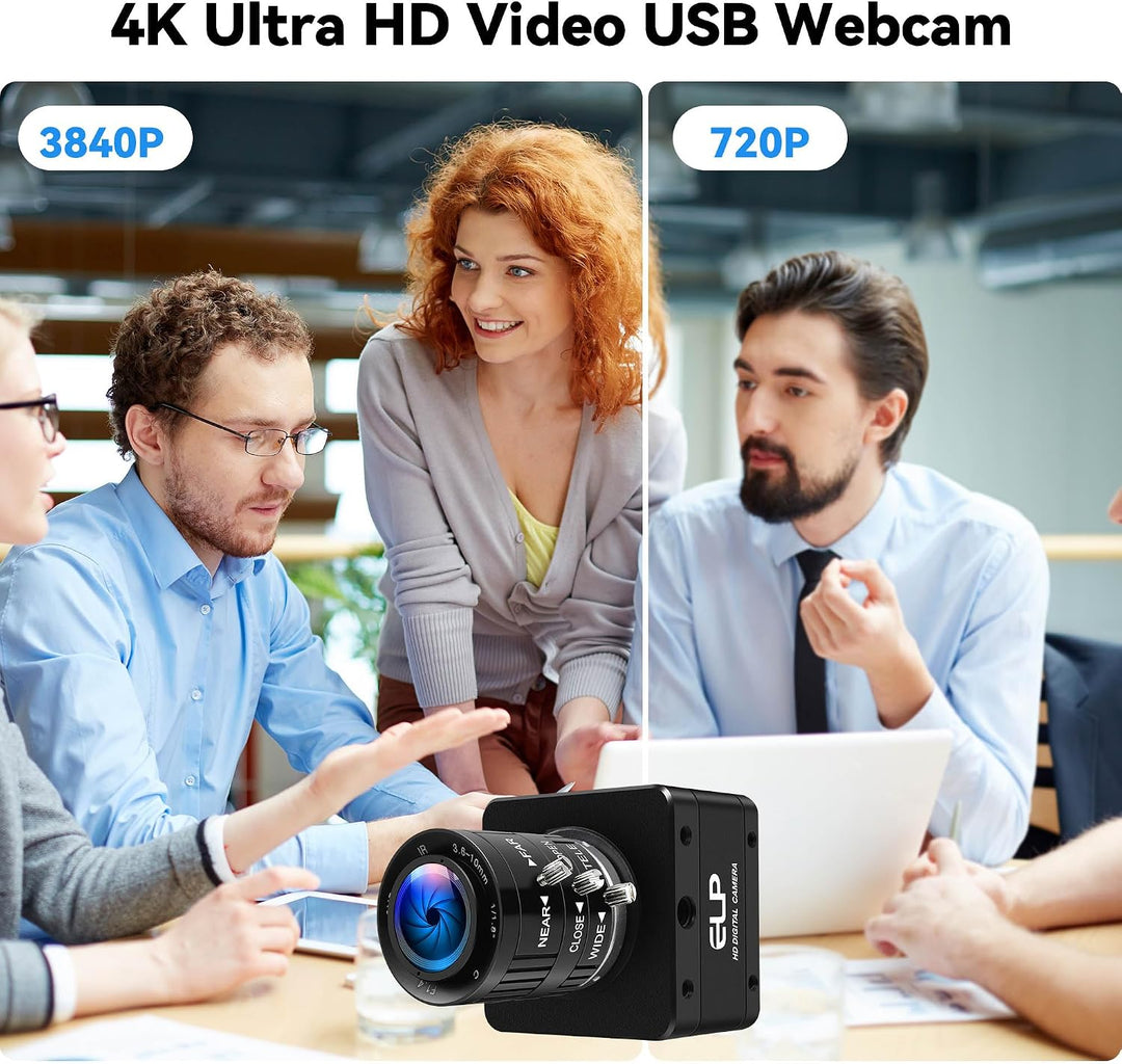 ELP USB 3.0 Webcam (60 fps),4K IMX678 Industriekamera für schlechte Lichtverhältnisse,3,6–10 mm 3-Fa