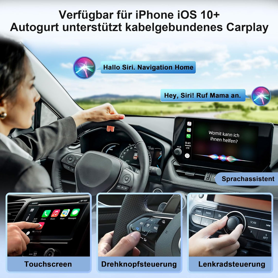 CarPlay Wireless Adapter, 2025 Upgrade Dongle Konvertiert Kabelgebunden zu Kabellos für iPhone, USB