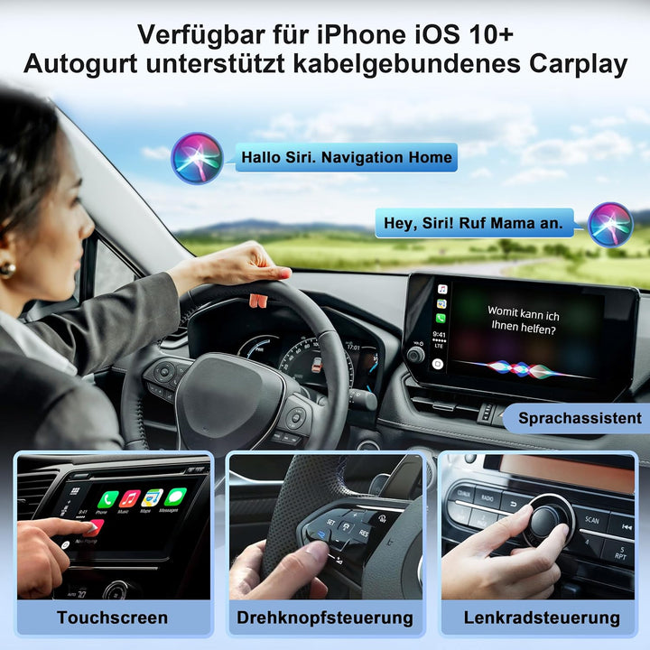 CarPlay Wireless Adapter, 2025 Upgrade Dongle Konvertiert Kabelgebunden zu Kabellos für iPhone, USB
