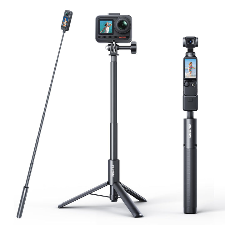 AKASO 120cm Unsichtbarer Stativ-Selfie-Stick – für Insta360 X5 X4 X3 Ace Pro, DJI Action Osmo 360, G