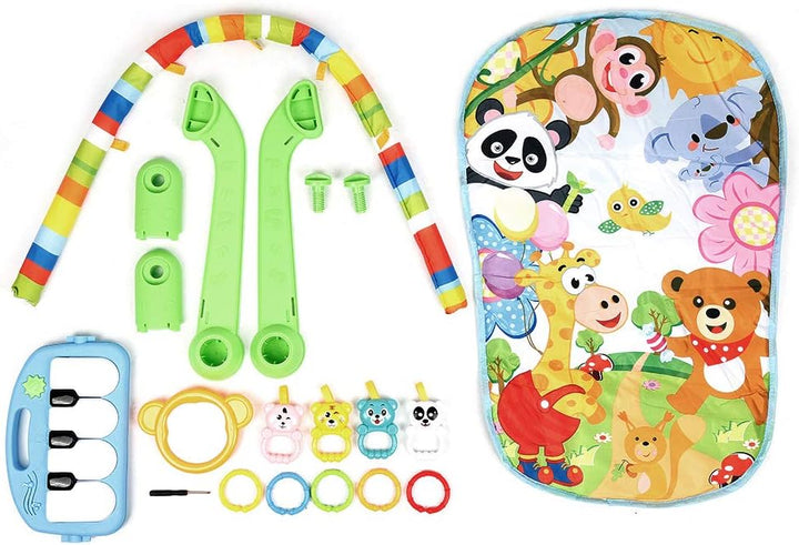 Krabbeldecke für Babys, mit Spielbögen, bunt, mit niedlichen Motiven, die Babys anziehen, A-Grün, A-