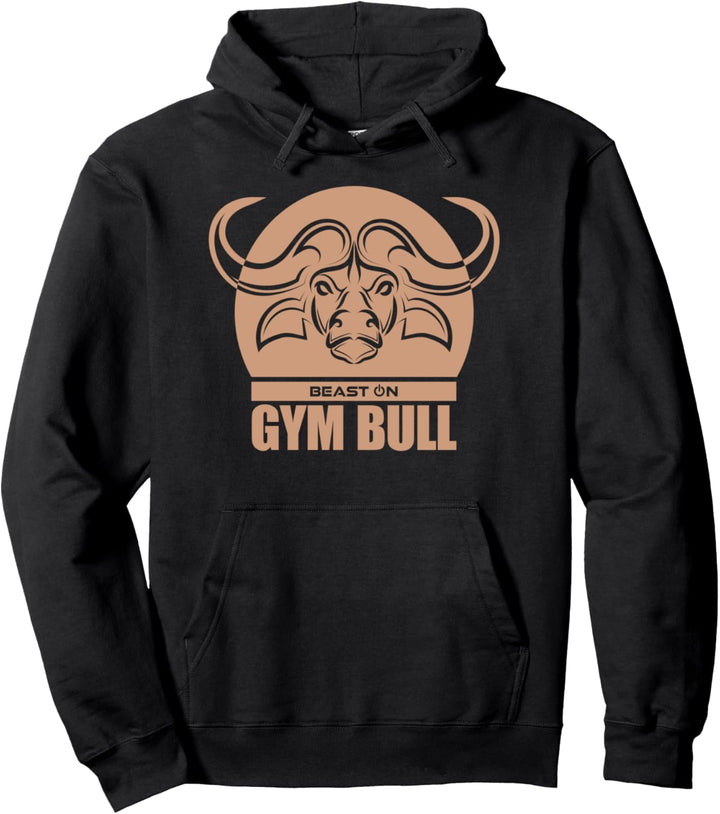 Gym Bull Büffel Kopf Beast Beige Gym Fitness Training Gains Pullover Hoodie