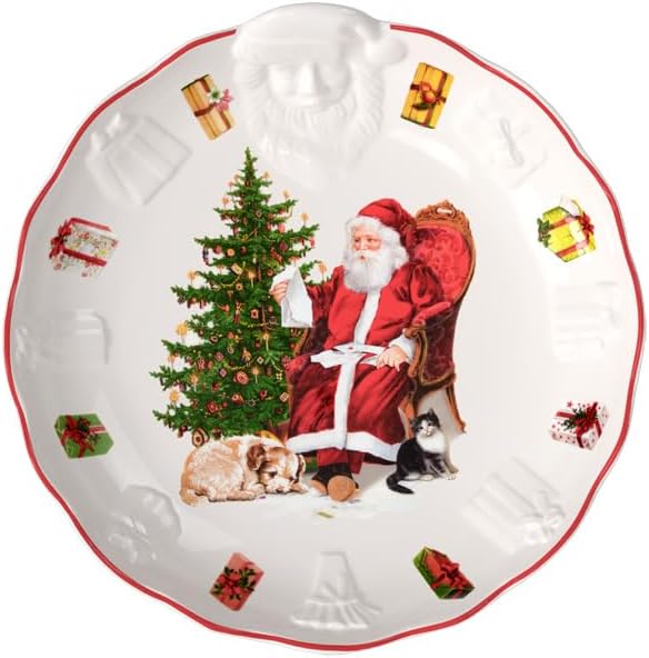 Villeroy & Boch 14-8332-3614 Gebäckteller, Porzellan, Weiss/Bunt Schale mit Santa Relief Klein Weiss