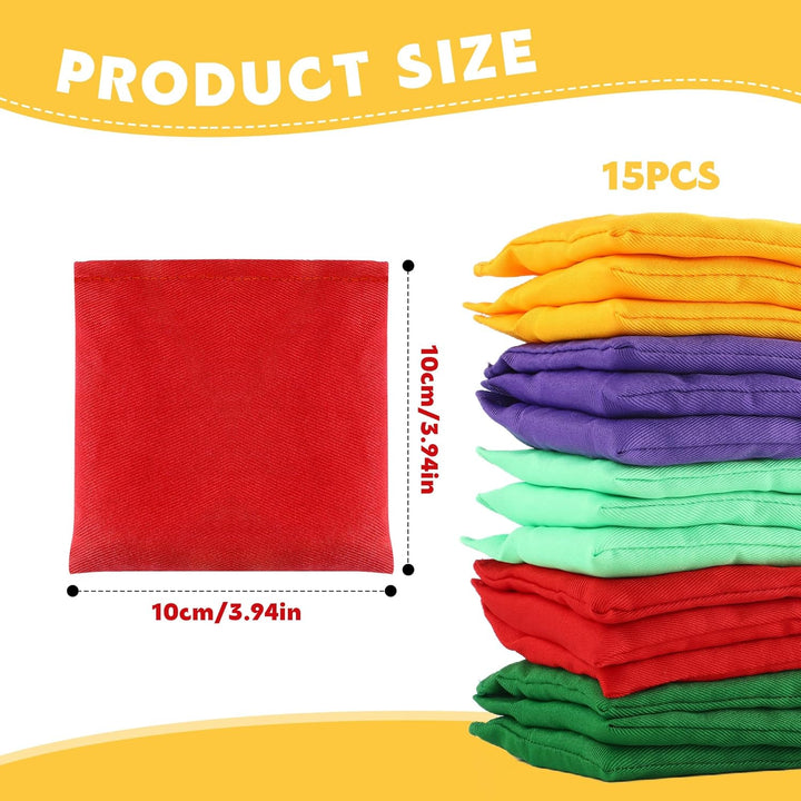 15 Stück Cornhole Säckchen - 10x10cm Wurfsäckchen Bohnensäckchen Set Sitzsäcke Werfen Bean Bags Wurf