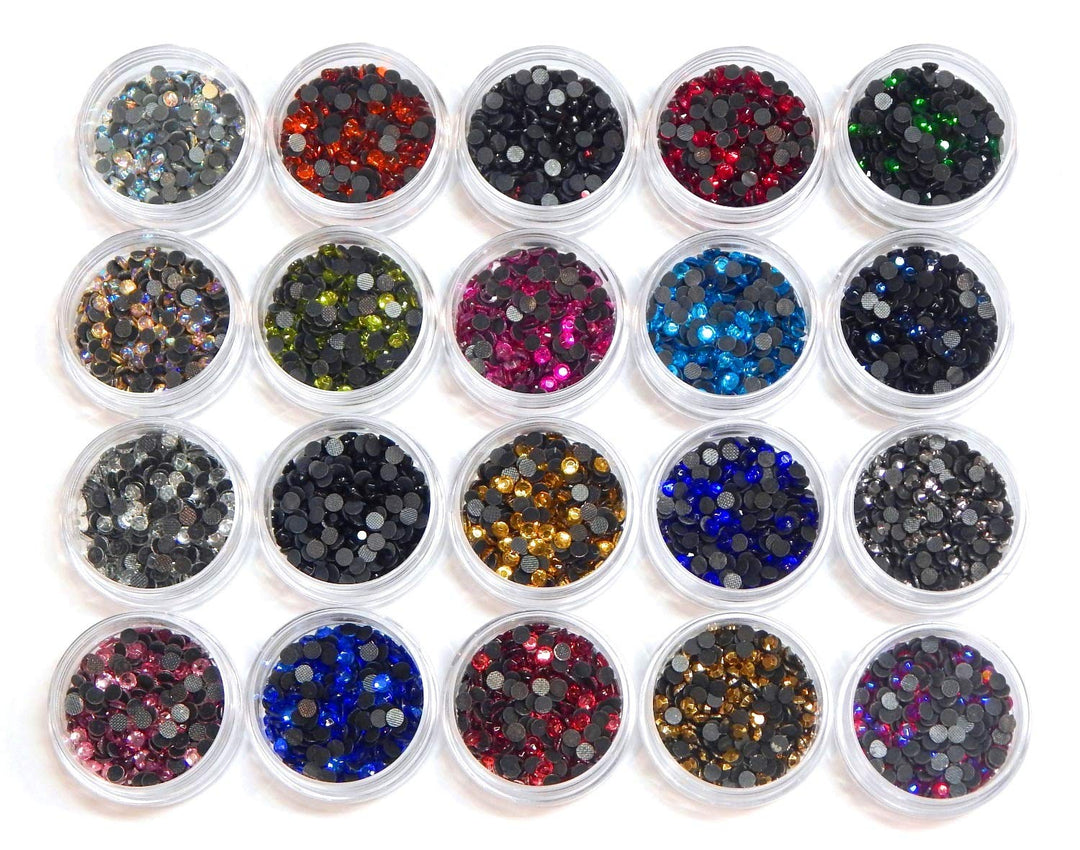 Perlin Hotfix Strasssteine Glitzersteine, Glass Strass Perlen zum Aufbügeln, AAA Qualität, 20 Farben