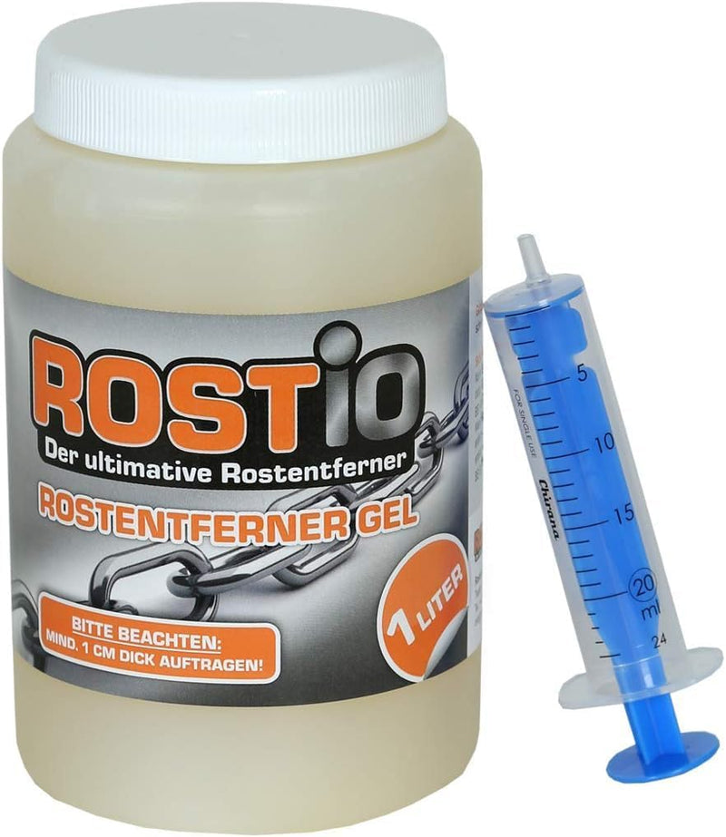 Rostio Hocheffektiver Rostumwandler/Rostentferner Gel 1 Liter | Entroster für Auto, Fahrrad, Metall,