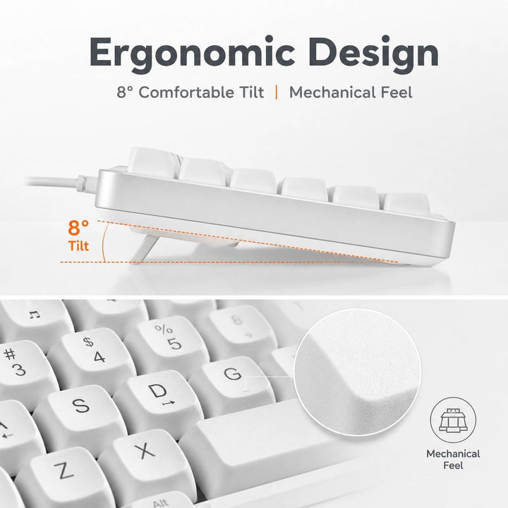 QWERTZ Kabelgebundenes Tastatur Maus Set, USB Full-Size Tastatur mit RGB LED Beleuchtung, leise Memb