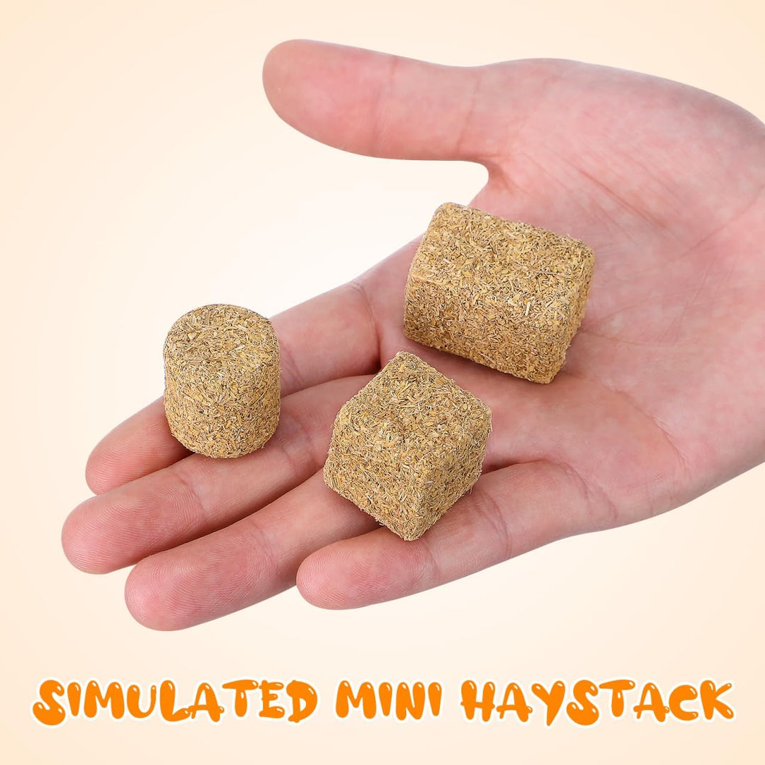 Hemobllo 12 Stück Mini Heuballen Strohballen Spielzeug, 1:32 Massstab Miniatur Bauernhof Zubehör für